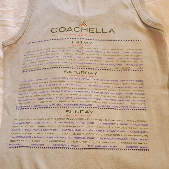 Coachella 2012 souvenir band lineup tank youth large - Picture 5 of 5